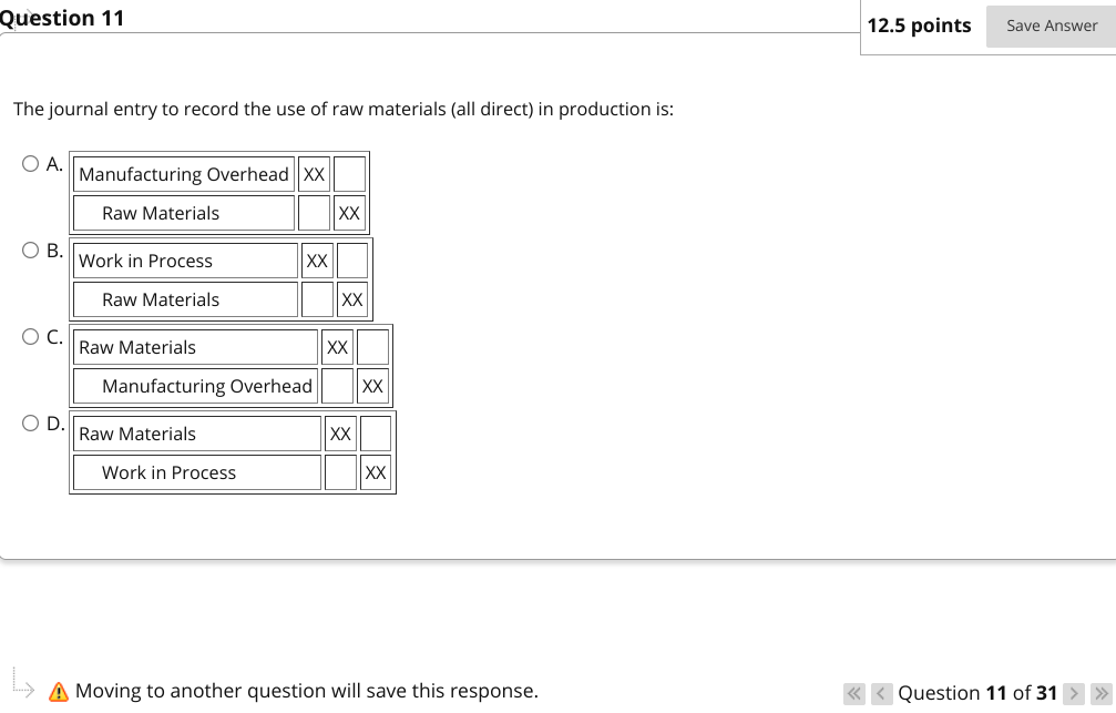 Solved Question 11 12.5 points Save Answer The journal entry | Chegg.com