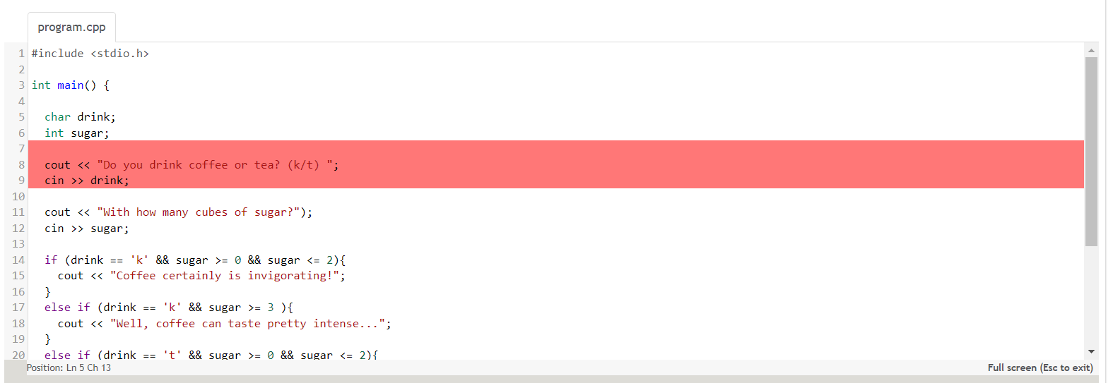 Solved Write a program which asks the user whether they | Chegg.com