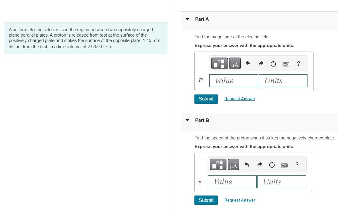 Solved A uniform electric field exists in the region between