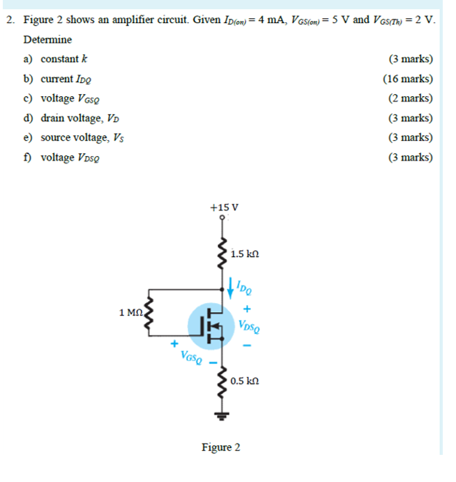 Solved 2. Figure 2 Shows An Amplifier Circuit. Given Ipſon) | Chegg.com