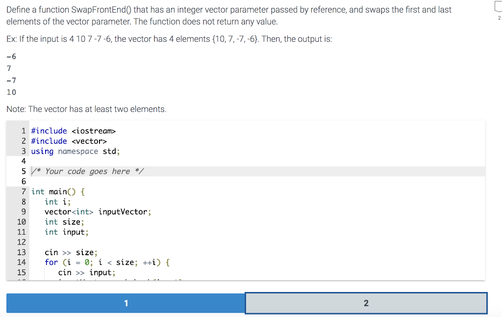 Solved Define a function SwapFrontEnd() that has an integer | Chegg.com