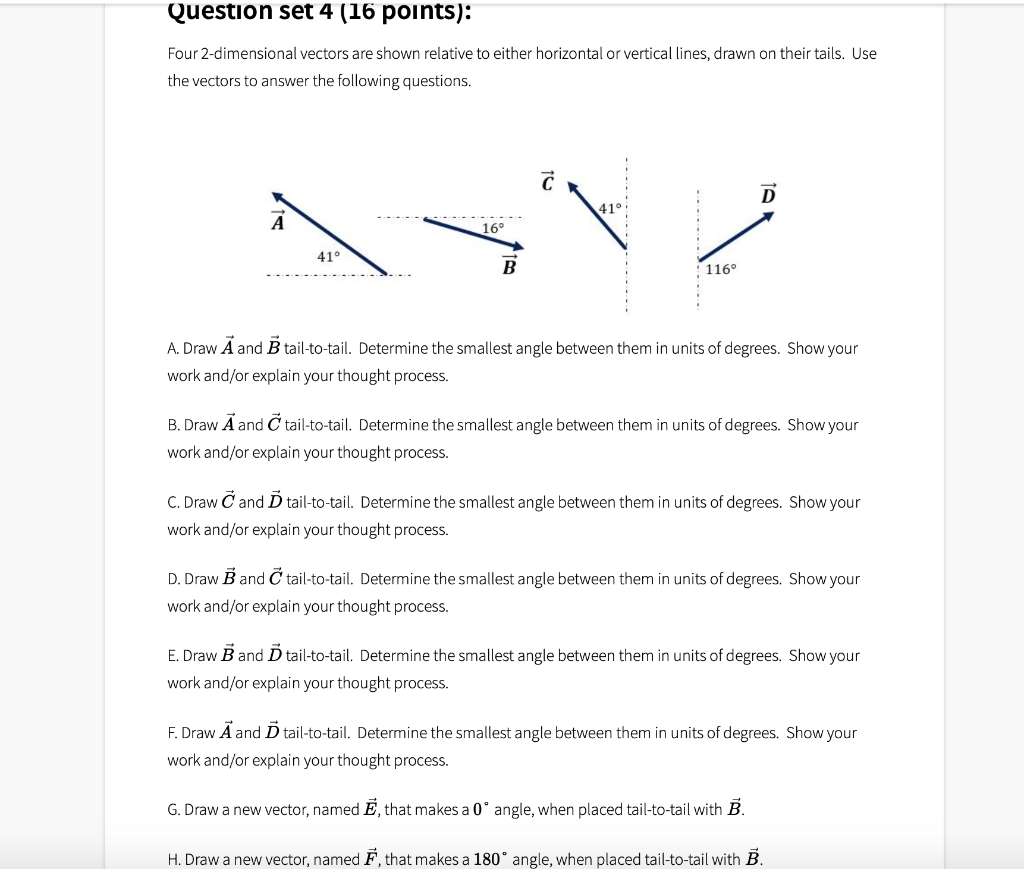 Four 2-dimensional vectors are shown relative to | Chegg.com