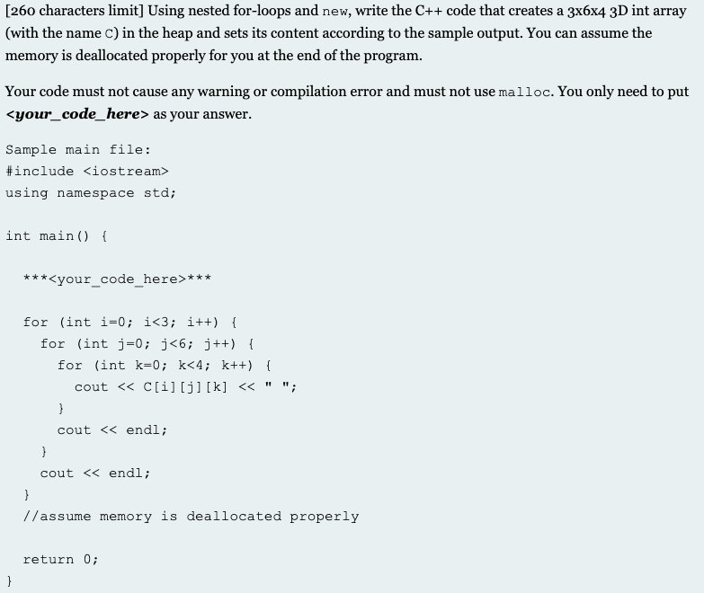 Solved [260 characters limit] Using nested for-loops and | Chegg.com