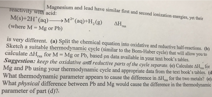 Magnesium And Lead Have Similar First And Second 6164