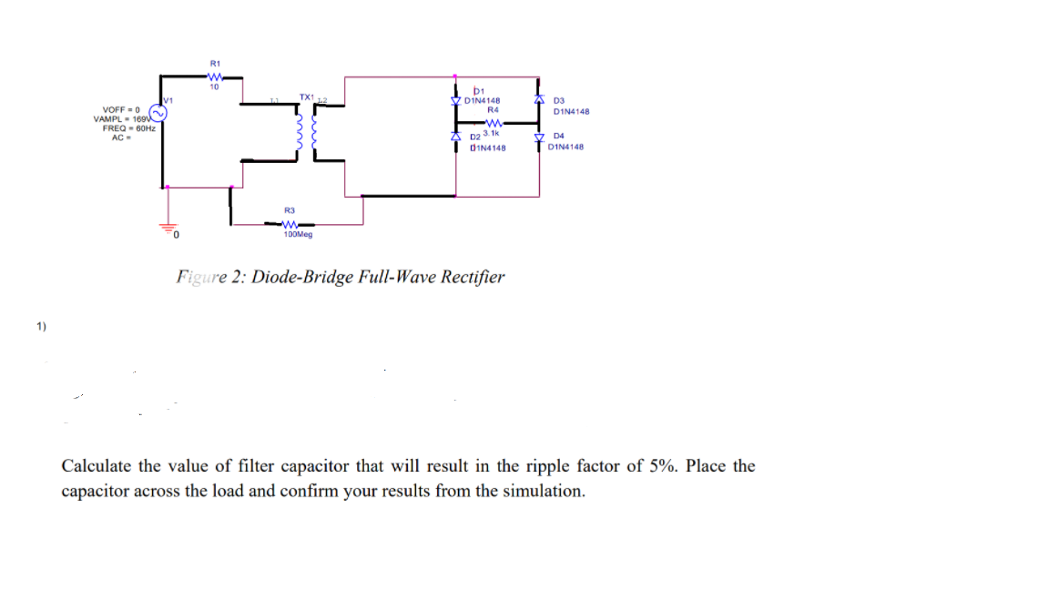 Solved R1 TX112 11 D1N4148 R4 D3 D1N4148 VOFF = 0 VAMPL - | Chegg.com