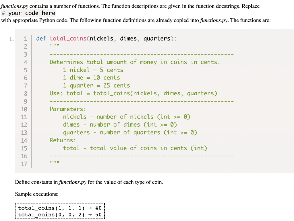 Solved functions.py contains a number of functions. The | Chegg.com