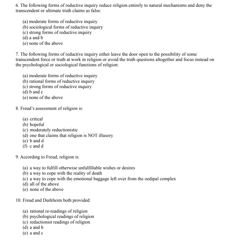 Solved 6. The following forms of reductive inquiry reduce | Chegg.com