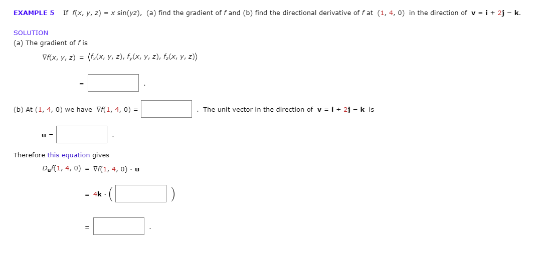 Solved EXAMPLE 5 If f(x, y, z) = x sin(yz), (a) find the | Chegg.com