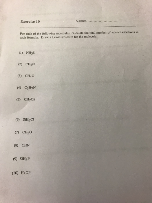 Solved Exercise 10 For Each Of The Following Molecules, | Chegg.com