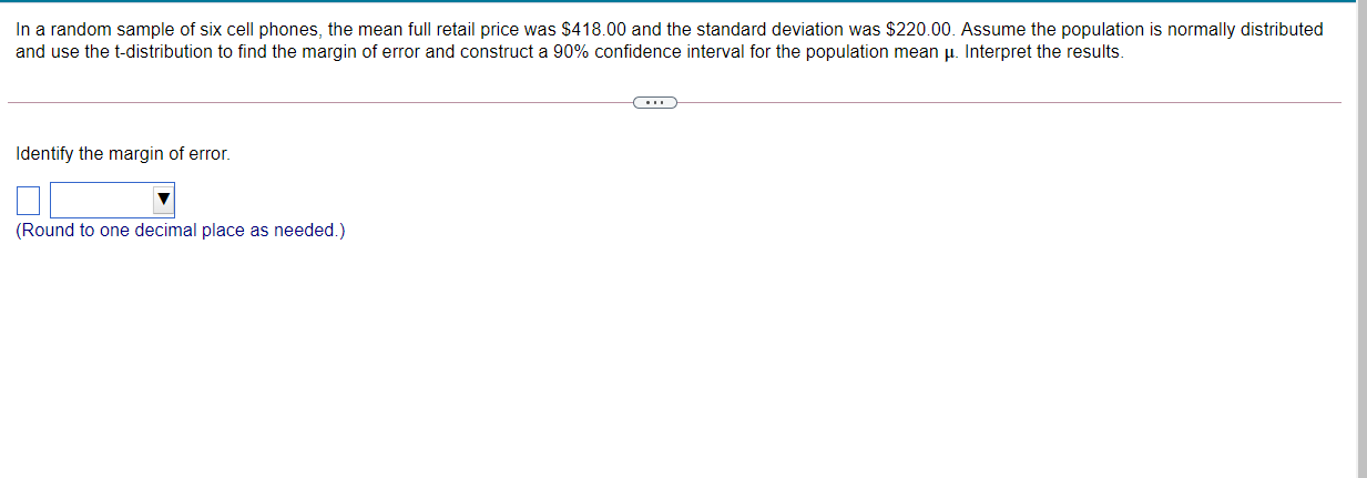 Solved In a random sample of six cell phones, the mean full | Chegg.com