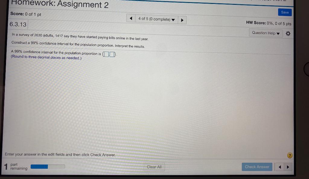 Solved Homework: Assignment 2 Score: 0 of 1 pt Save 4 of 5 | Chegg.com