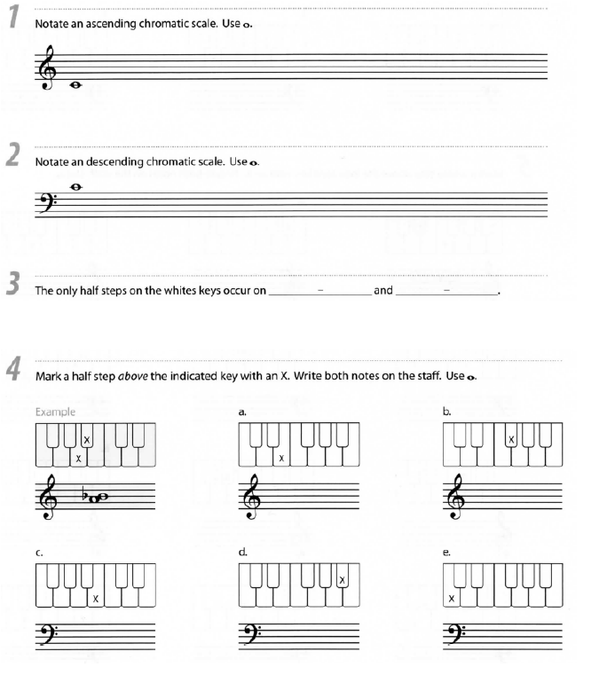 1 Notate an ascending chromatic scale. Use o. 2. | Chegg.com