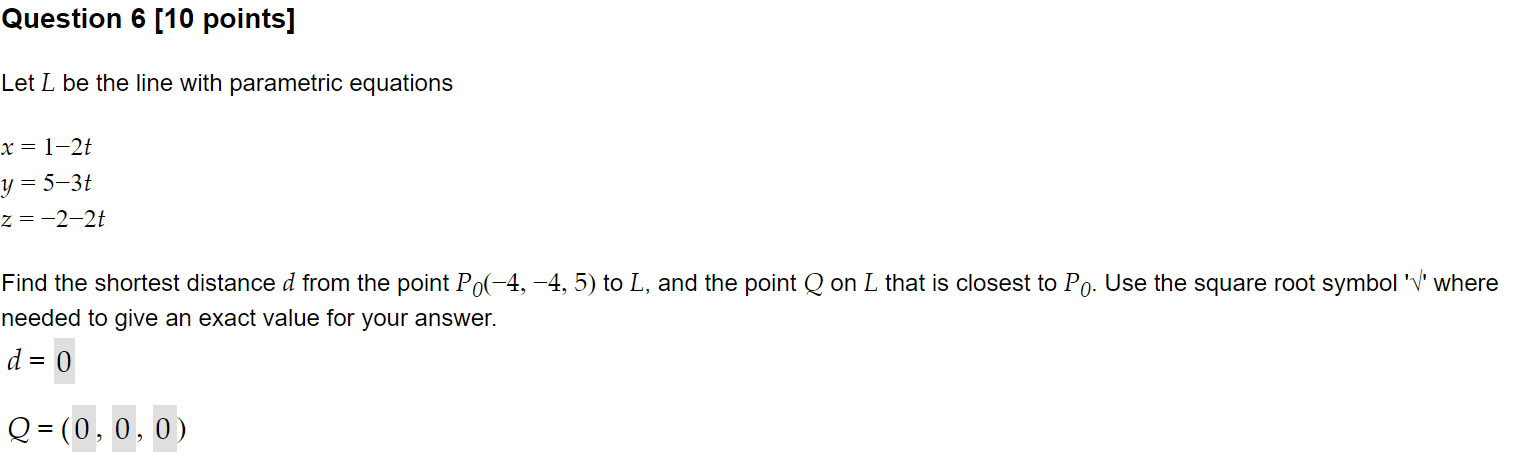 Solved Let L Be The Line With Parametric Equations | Chegg.com