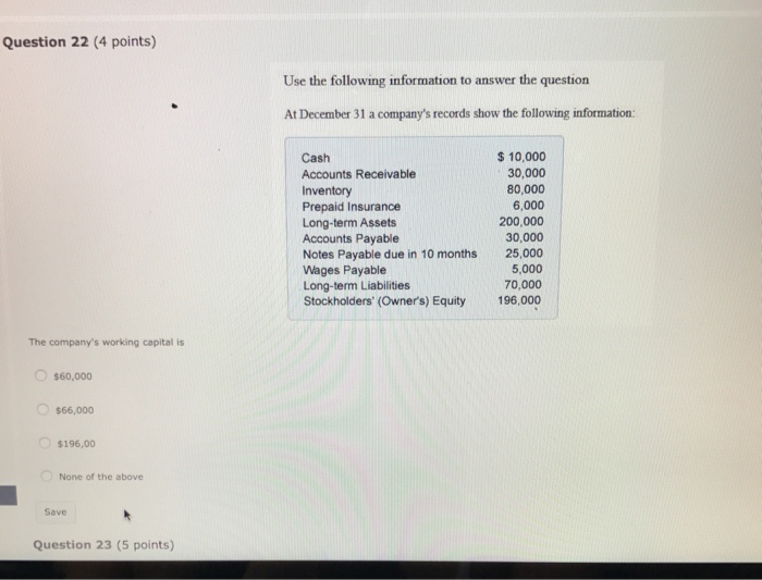 Solved Use the following information to answer the question. | Chegg.com