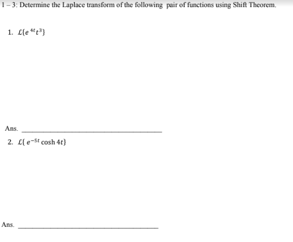 Solved 1-3. Determine the Laplace transform of the following | Chegg.com