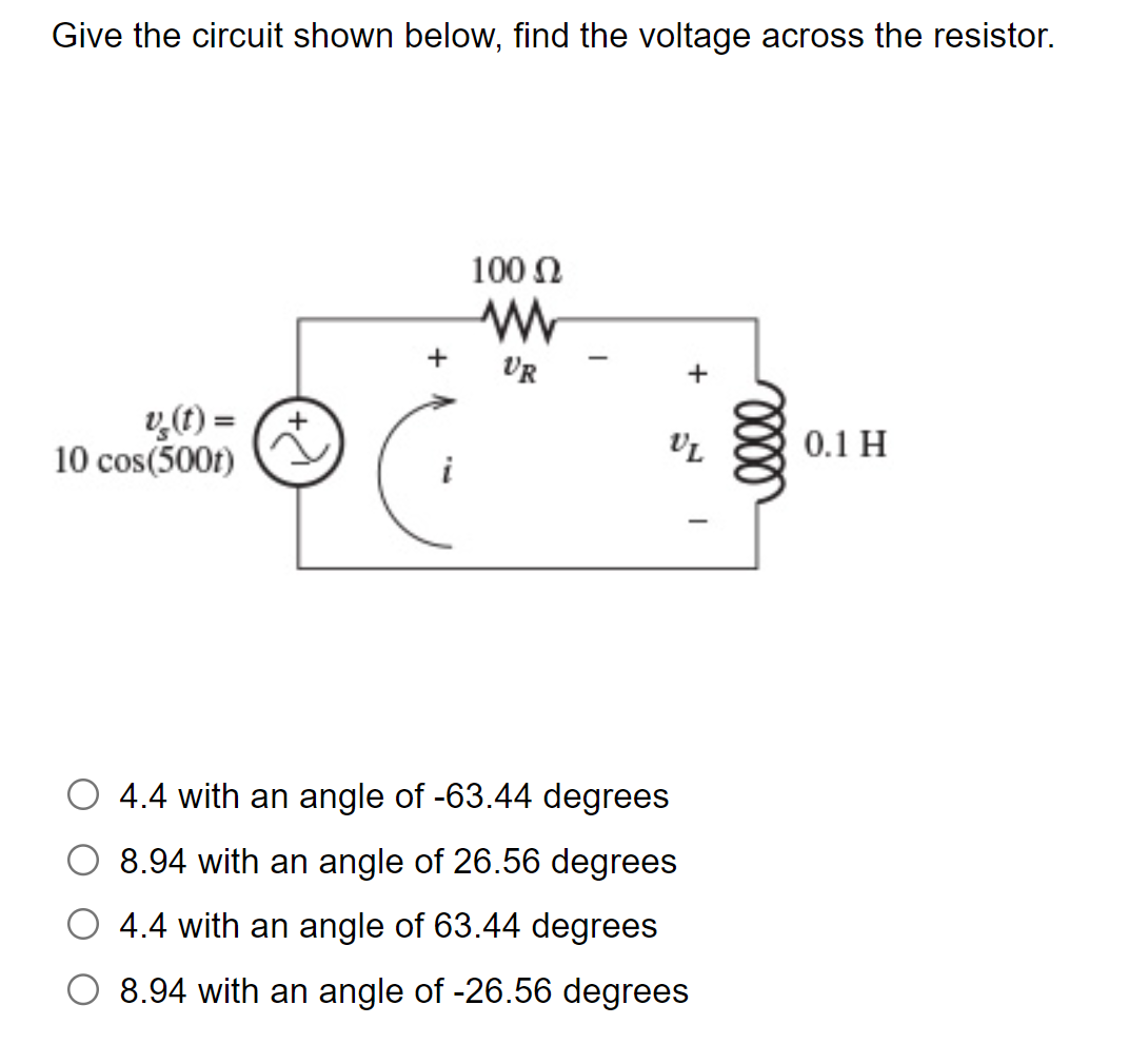 Solved Give The Circuit Shown Below, Find The Voltage Across | Chegg.com