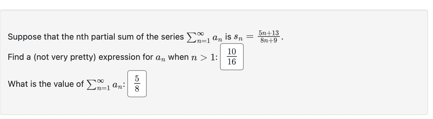 Solved Suppose that the nth partial sum of the series | Chegg.com