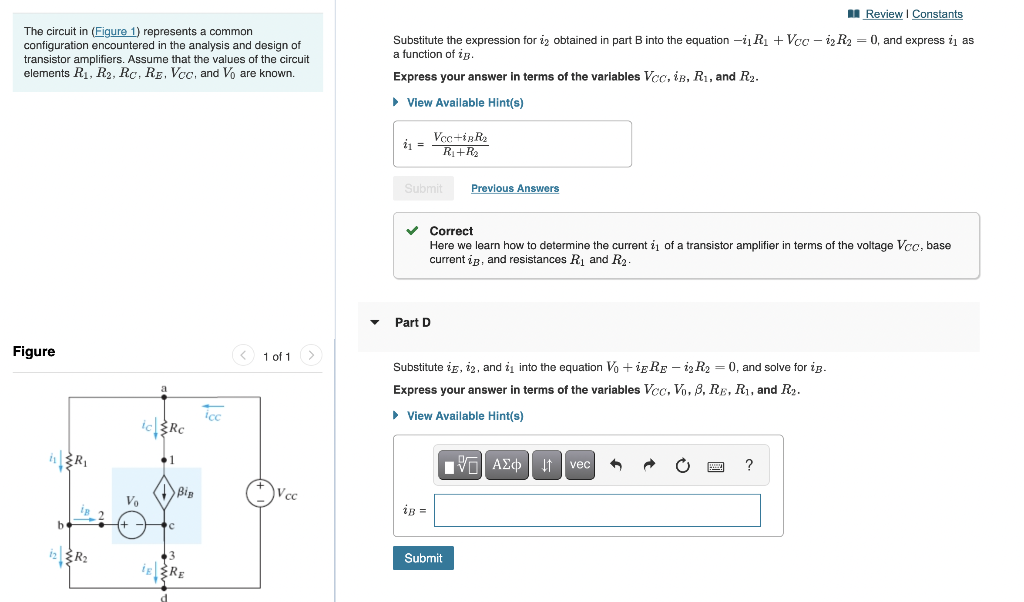 Solved A Review Constants The circuit in (Figure 1) | Chegg.com