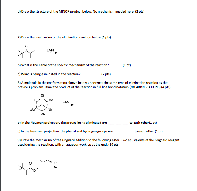 Solved d) Draw the structure of the MINOR product below. No | Chegg.com