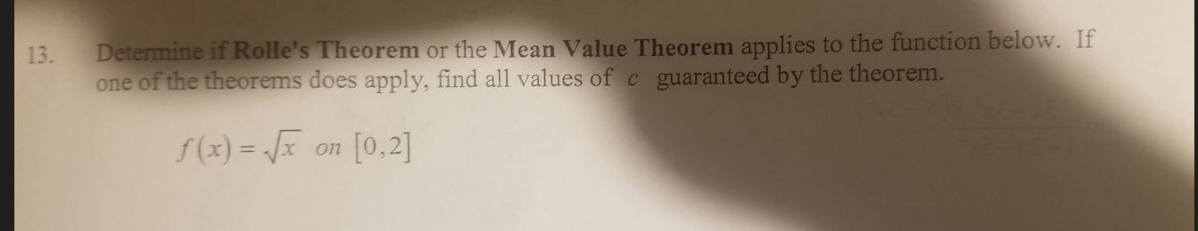 Solved Determine If Rolle's Theorem Or The Mean Value | Chegg.com