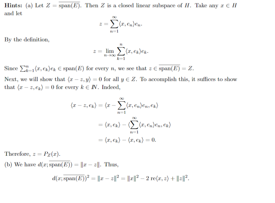 Solved 13.37 Let E be an orthonormal set of a Hilbert space