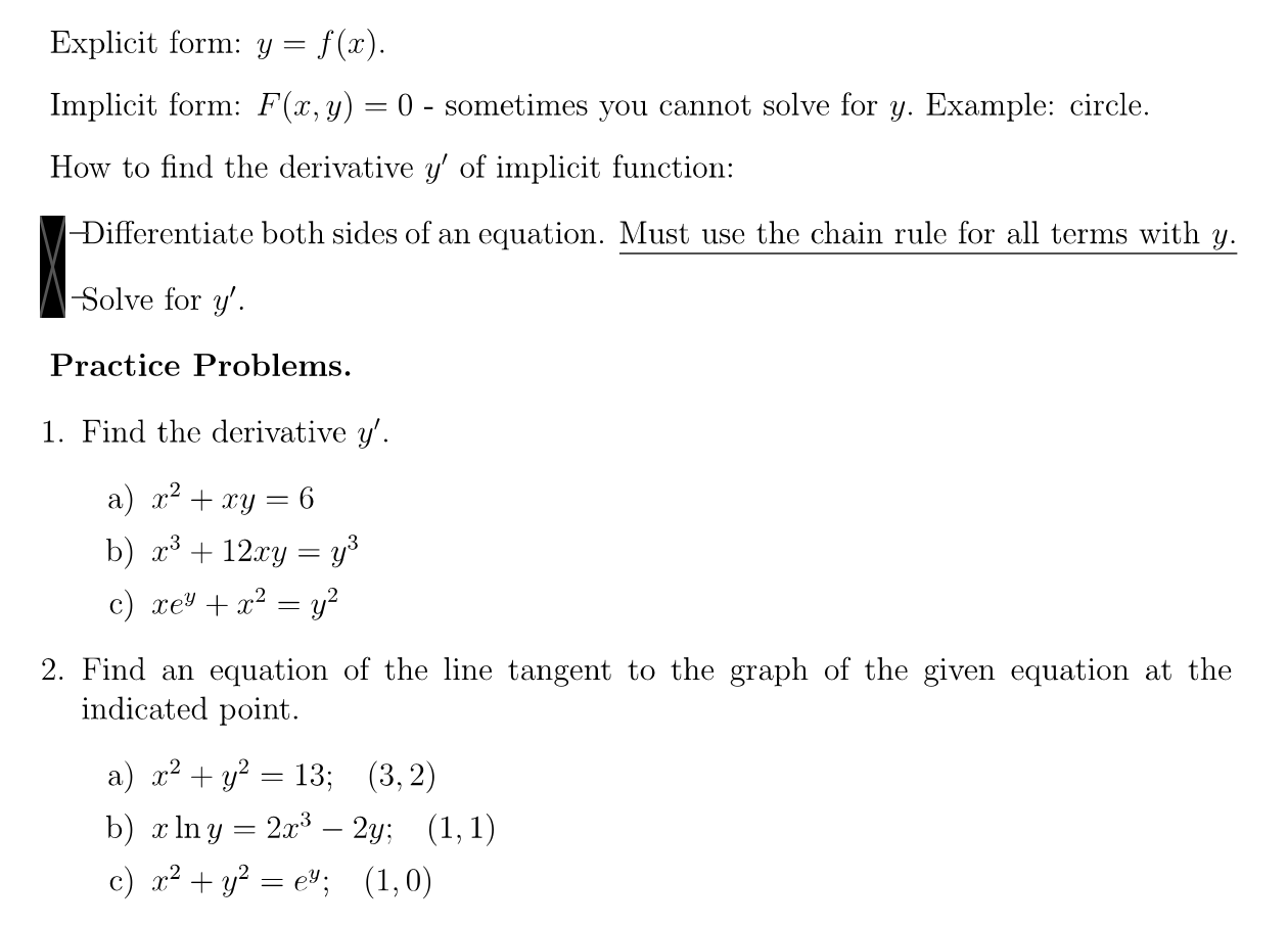 Solved Explicit form: y=f(x). Implicit form: F(x,y)=0 - | Chegg.com
