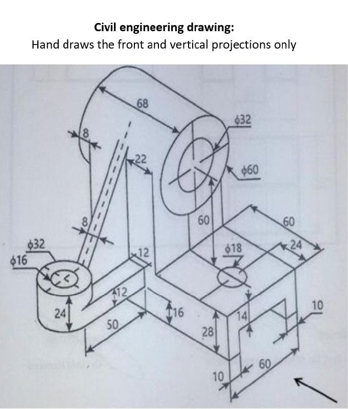 Solved Civil engineering drawing:Hand draws the front and | Chegg.com