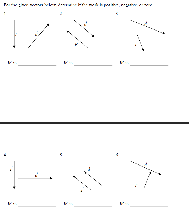 Solved For the given vectors below, determine if the work is | Chegg.com