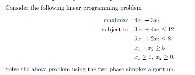 Solved Consider the following linear programming problem | Chegg.com