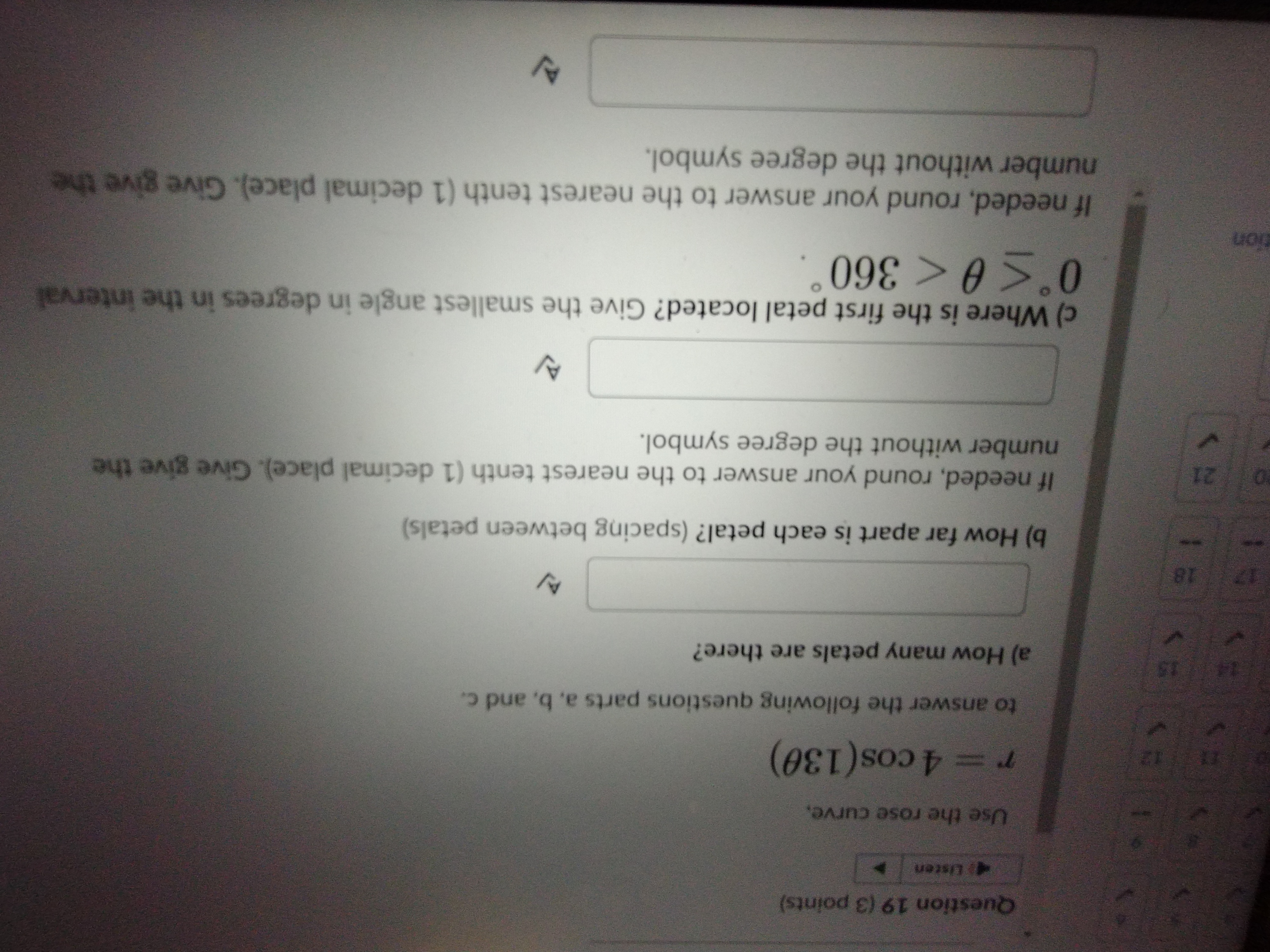 Solved Question 19 (3 ﻿points)Use the rose | Chegg.com