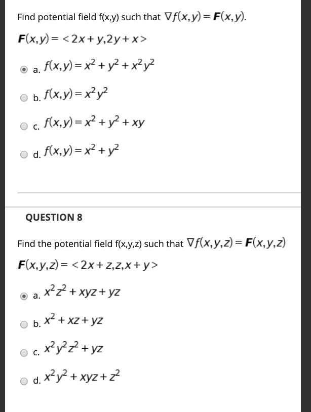 Solved Find Potential Field F X Y Such That Vf X Y F X Chegg Com