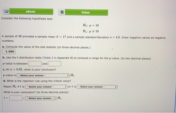 Solved Ebook Video Consider The Following Hypothesis Test Ho