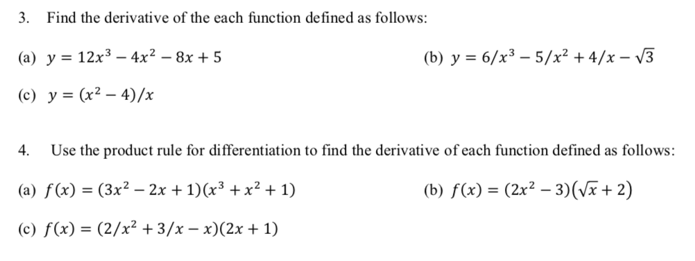 Solved 3. Find the derivative of the each function defined | Chegg.com