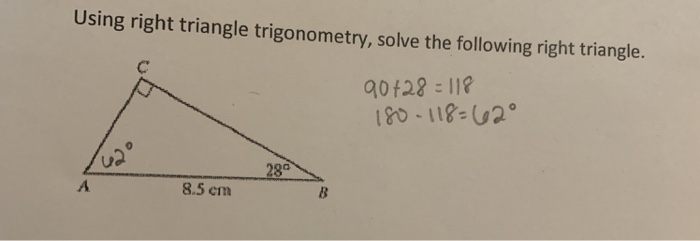 Solved Using right triangle trigonometry, solve the | Chegg.com