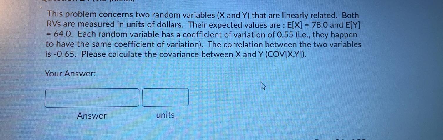 Solved This problem concerns two random variables (X and Y) | Chegg.com