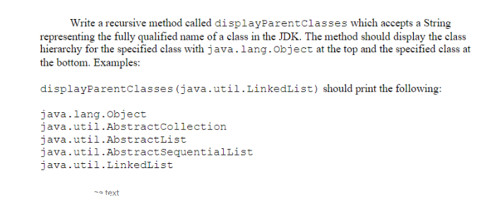 Solved Write a recursive method called display Parent | Chegg.com