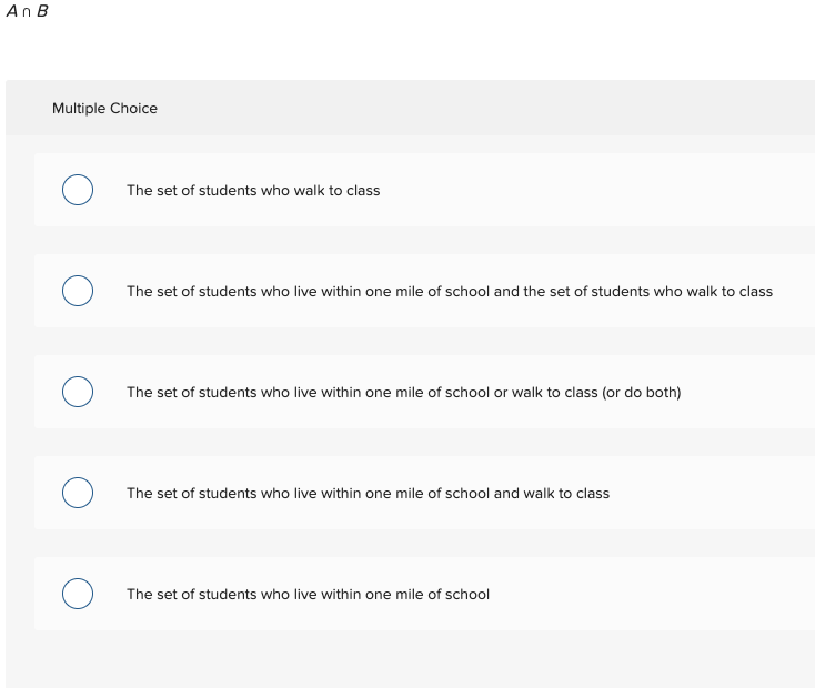 Solved AUB Multiple Choice О The Set Of Students Who Live | Chegg.com