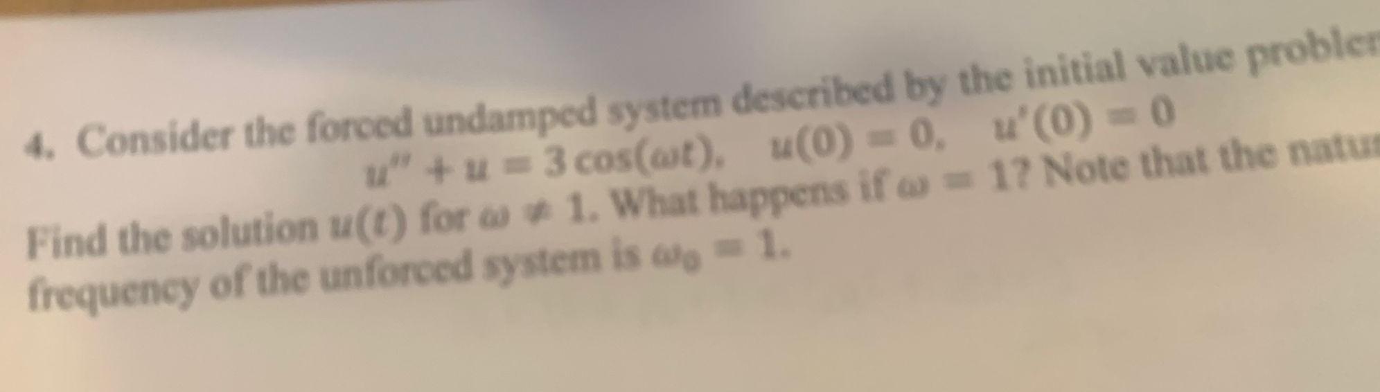 Solved 4. Consider the forced undamped system described by | Chegg.com