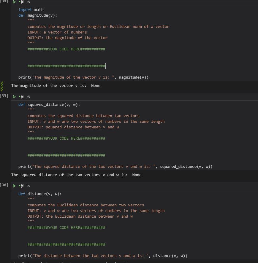 Solved 134] DMI import math def magnitude(v): HE computes | Chegg.com