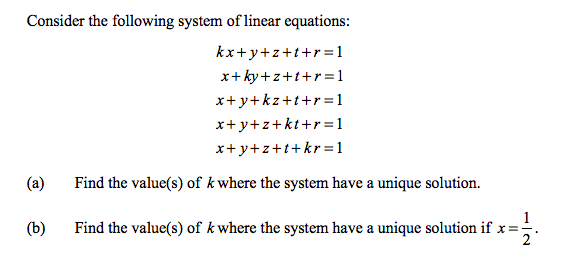 Solved Consider the following system of linear equations: | Chegg.com
