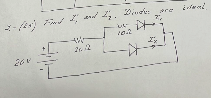 Solved T and I2. Diodes are ideal. | Chegg.com