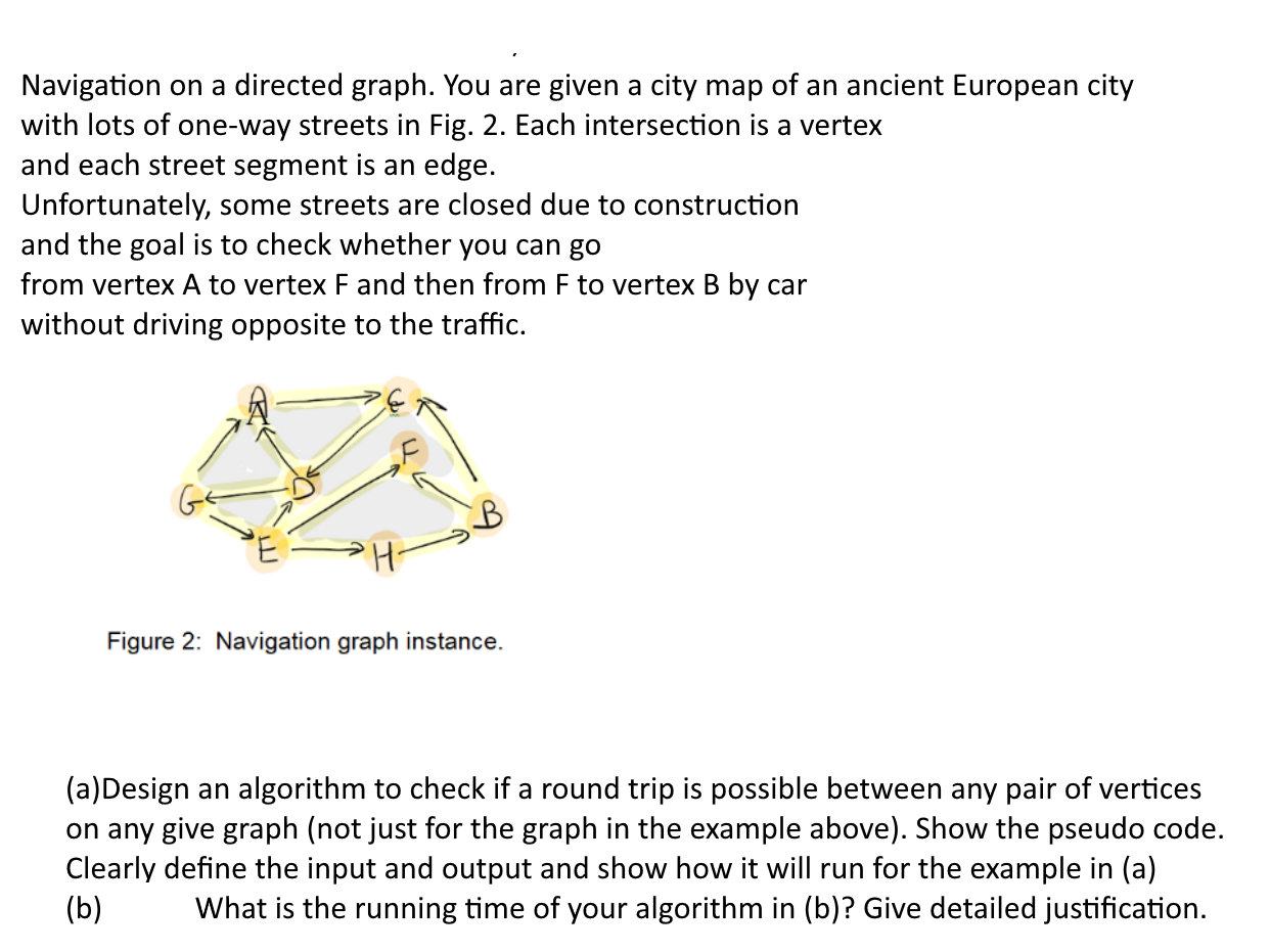 Solved Navigation On A Directed Graph. You Are Given A City | Chegg.com