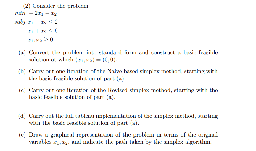 Solved (2) Consider the problem | Chegg.com