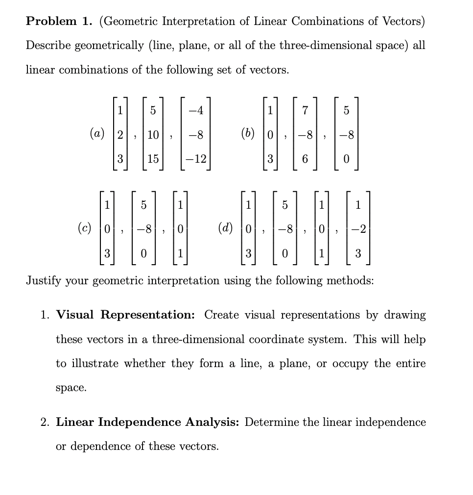 Solved Problem 1. (Geometric Interpretation of Linear | Chegg.com