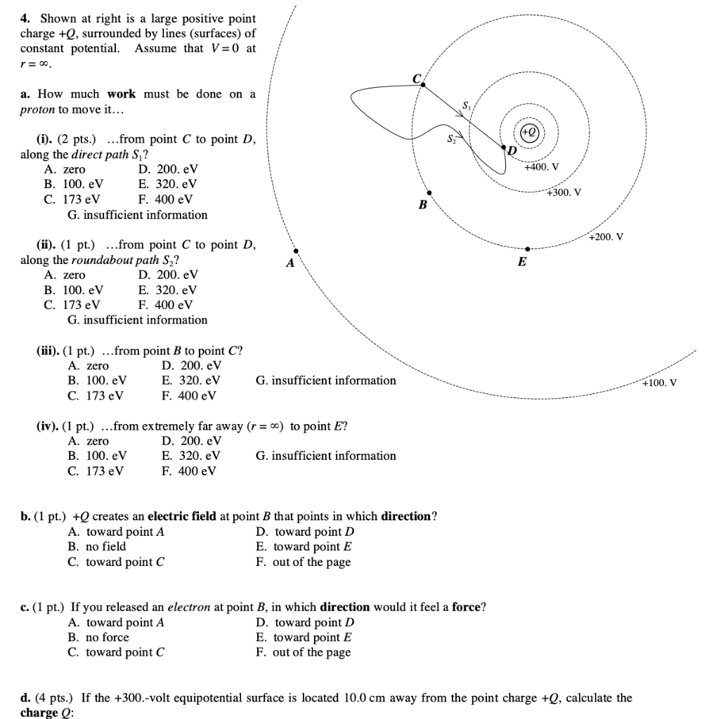 Solved 4 Shown At Right Is A Large Positive Point Charge Chegg Com