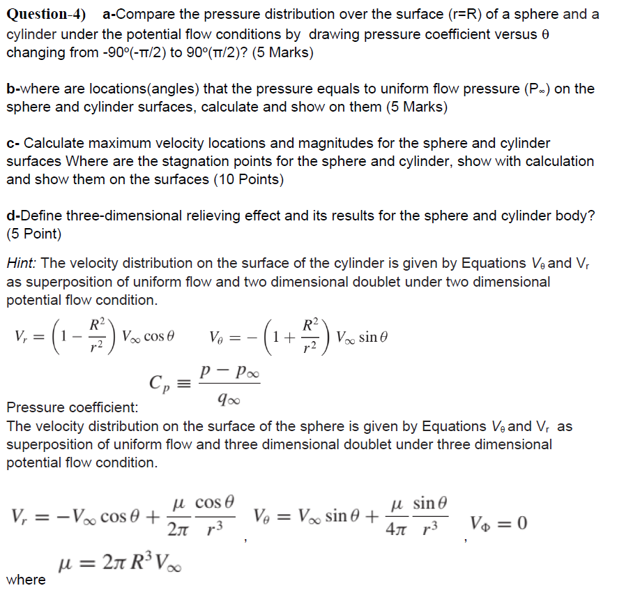 Solved Question-4) A-Compare The Pressure Distribution Over | Chegg.com