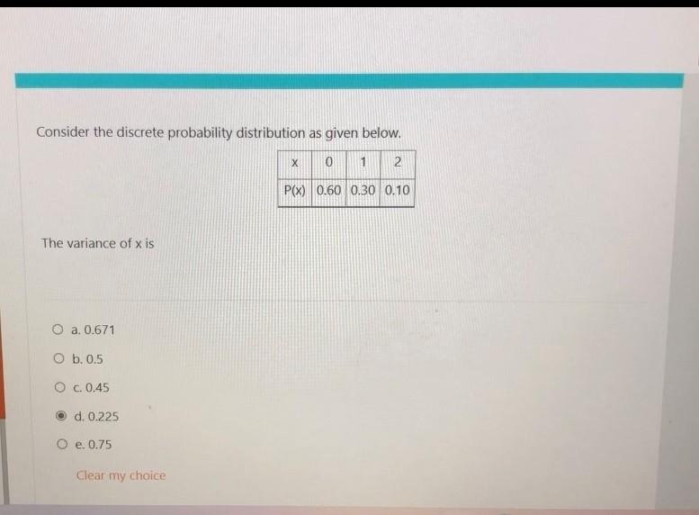 Solved Consider the discrete probability distribution as | Chegg.com