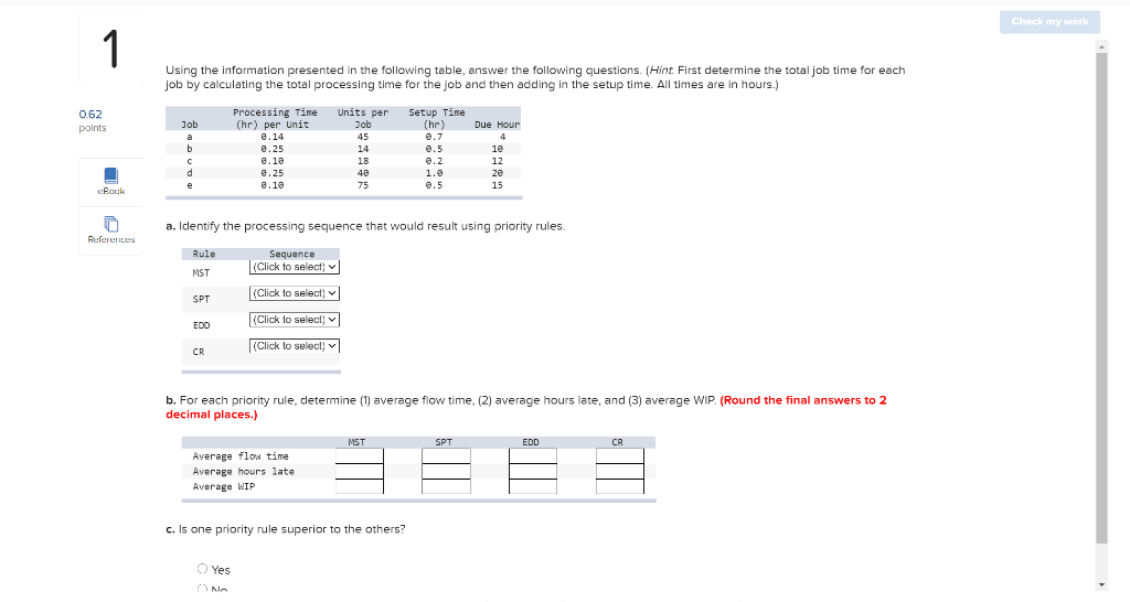 Solved Check my work 1 Using the information presented in | Chegg.com