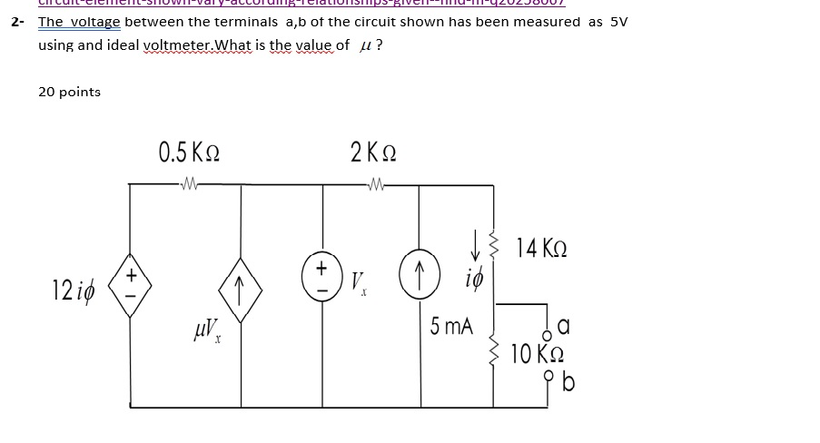 Solved 2- The Voltage Between The Terminals A,b Of The | Chegg.com