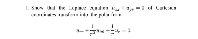 Solved 1 Show That The Laplace Equation Uxx Uyy 0 Of